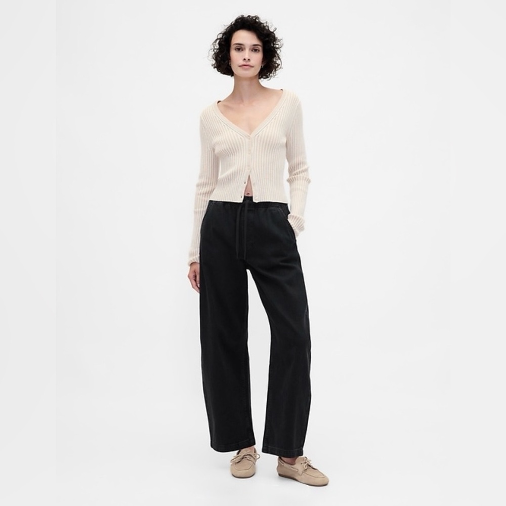 GAP High Rise Barrel Jeans, Black, Small Petite